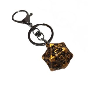 Dicekeepers D20 Dragon Talisman Keyring/Necklace in Antique Gold